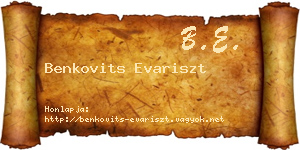 Benkovits Evariszt névjegykártya